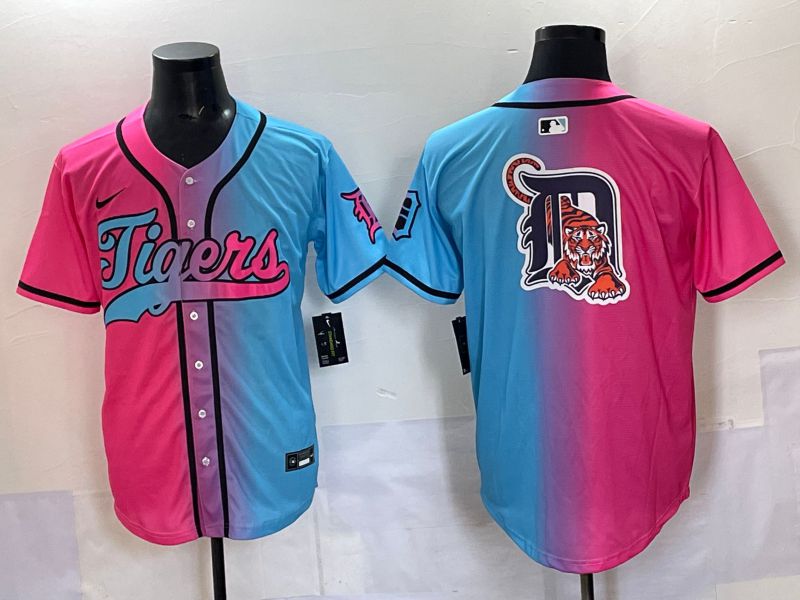 Men 2025 Detroit Tigers Blank Blue pink Game Nike MLB Jersey style 04->detroit tigers->MLB Jersey